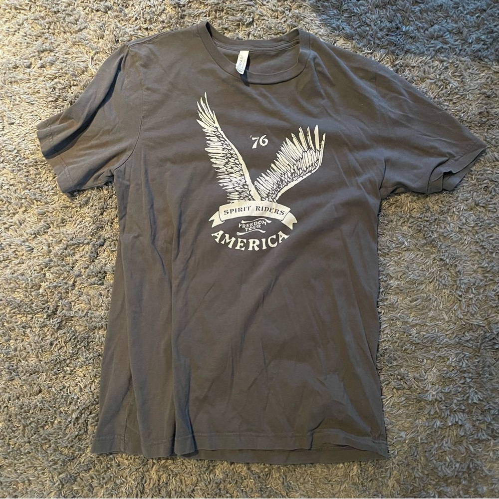 Oversize Graphic Tee Gray with Eagle Print